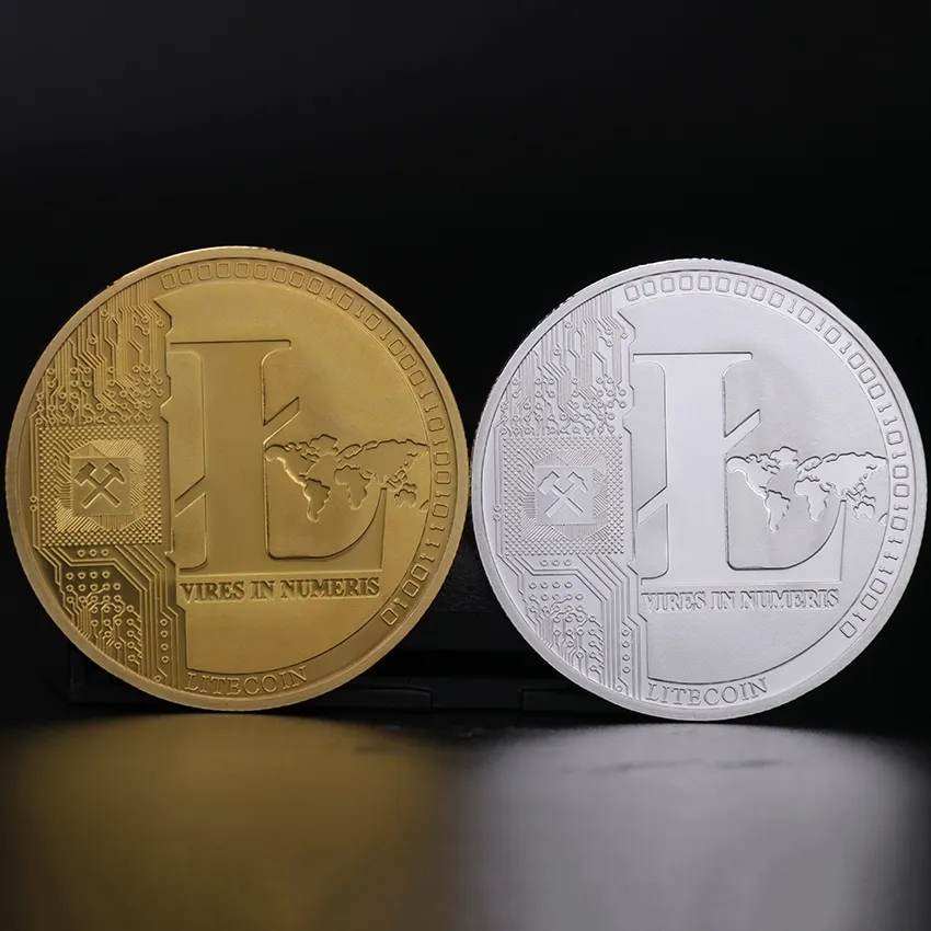 1 Pièce Litecoin Cryptomonnaie Plaqué Or 24 carats Monnaie de Collection & Cadeau Pièce commémorative pour Anniversaire Evènements Fêtes