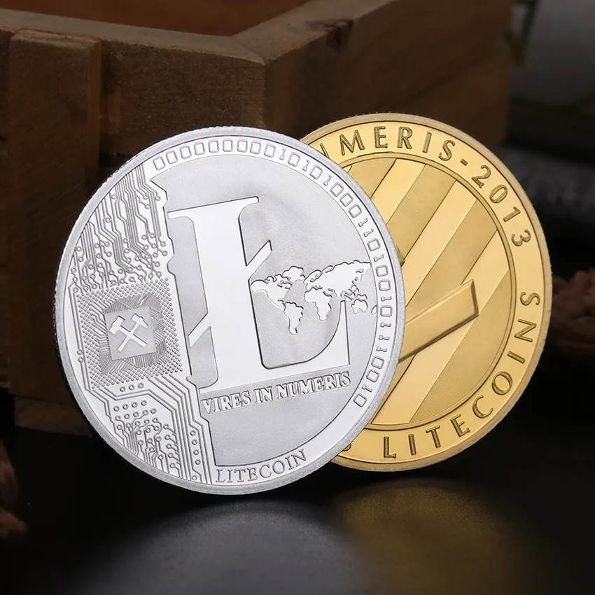 1 Pièce Litecoin Cryptomonnaie Plaqué Or 24 carats Monnaie de Collection & Cadeau Pièce commémorative pour Anniversaire Evènements Fêtes