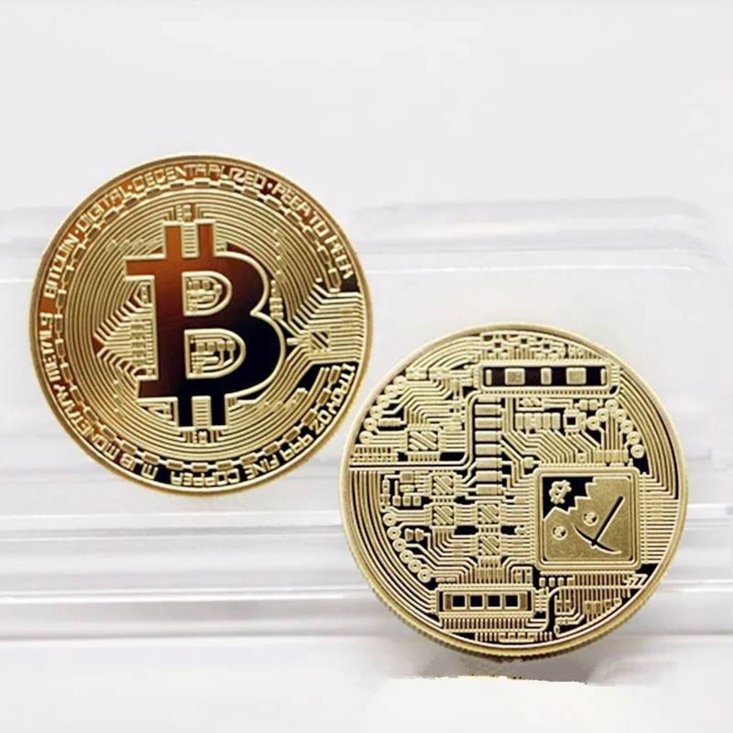 Pièce Bitcoin Cryptomonnaie Plaqué Or 24 Carats + Boîte de Luxe Noir Boîte Cadeau avec monnaie de collection ART & Cadeau Anniversaire 2023