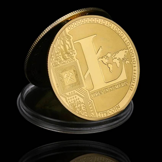 1 Coin Litecoin Cryptocurrency 24K Gold Plated Currency Collectible &amp; Gift Commemorative Coin for Birthday Events Holidays