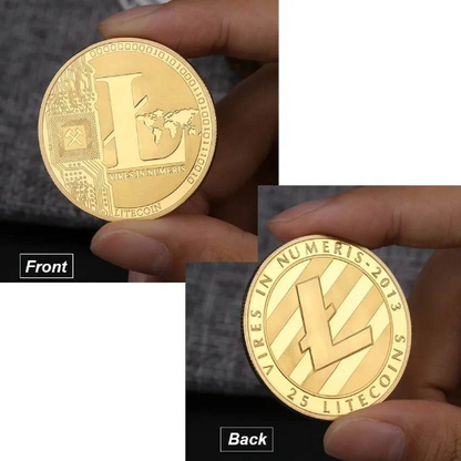 1 Pièce Litecoin Cryptomonnaie Plaqué Or 24 carats Monnaie de Collection & Cadeau Pièce commémorative pour Anniversaire Evènements Fêtes