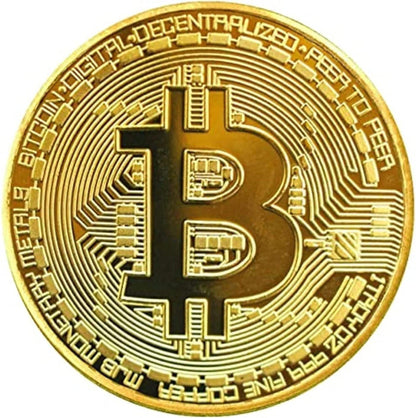 1 Pièce Bitcoin Cryptomonnaie Plaqué Or 24 carats Monnaie de Collection & Cadeau Pièce commémorative pour Anniversaire Evènements Fêtes