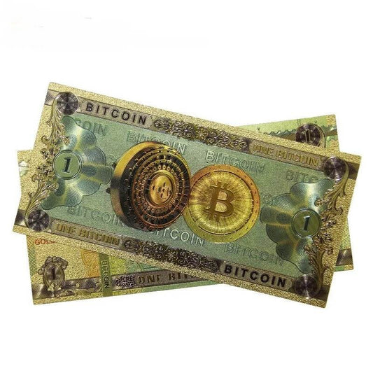 Bitcoin Gold Foil Banknote Bitcoin 1 BTC Cryptocurrency Currency Collection For Birthday Parties Numismatics 2023 Version