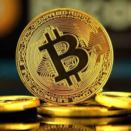 1 Piece Bitcoin Cryptocurrency 24K Gold Plated Coin Collectible &amp; Gift Commemorative Coin for Birthday Events Parties