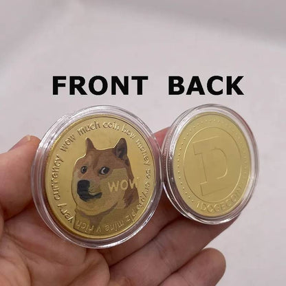 1 Piece Dogecoin Cryptocurrency 24K Gold Plated Coin Collectible &amp; Gift Commemorative Coin for Birthday Events Parties