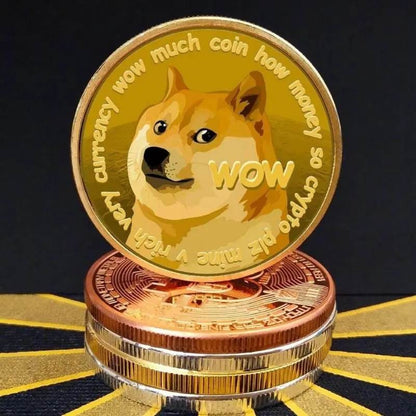 1 Piece Dogecoin Cryptocurrency 24K Gold Plated Coin Collectible &amp; Gift Commemorative Coin for Birthday Events Parties