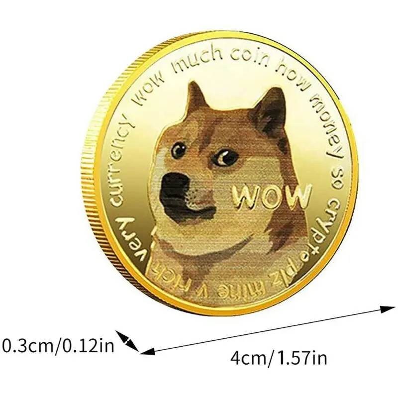 1 Piece Dogecoin Cryptocurrency 24K Gold Plated Coin Collectible &amp; Gift Commemorative Coin for Birthday Events Parties