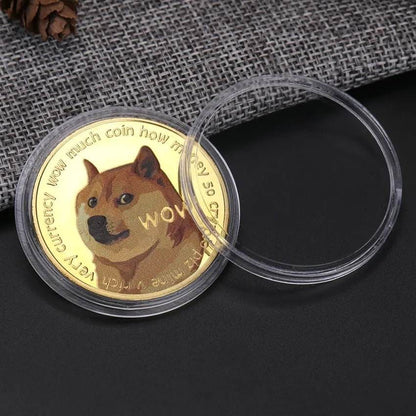 1 Piece Dogecoin Cryptocurrency 24K Gold Plated Coin Collectible &amp; Gift Commemorative Coin for Birthday Events Parties