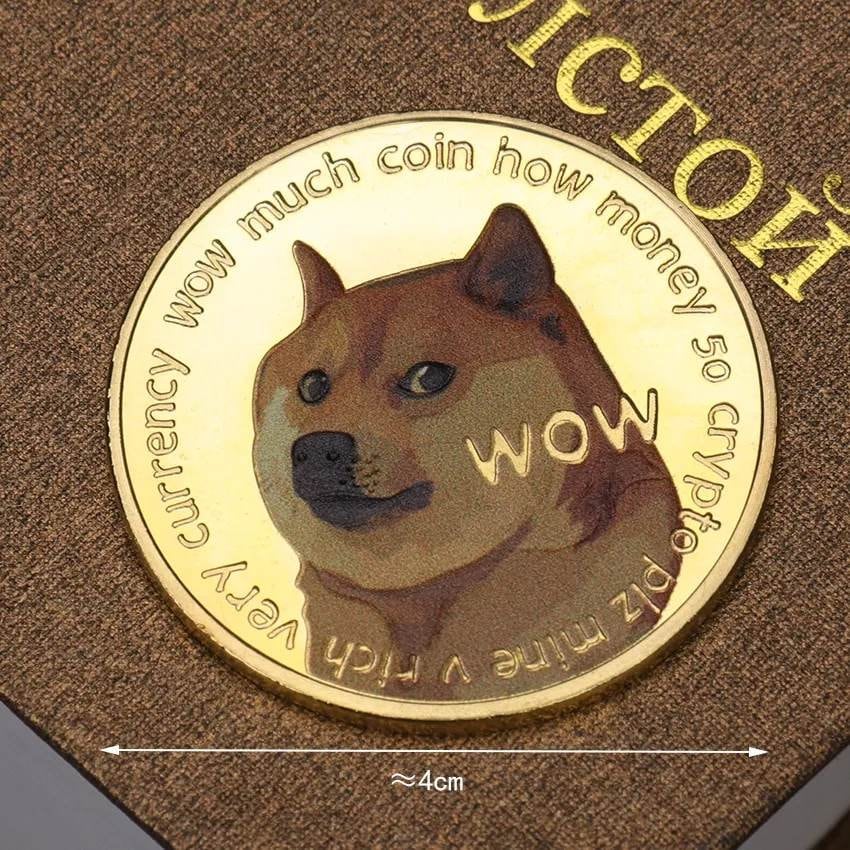 1 Piece Dogecoin Cryptocurrency 24K Gold Plated Coin Collectible &amp; Gift Commemorative Coin for Birthday Events Parties