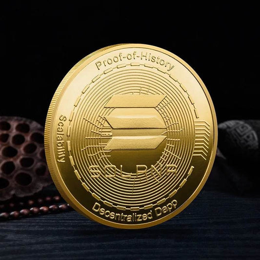 1 Coin SOLANA Cryptocurrency 24K Gold Plated Coin Collectible &amp; Gift Commemorative Coin for Birthday Events Parties