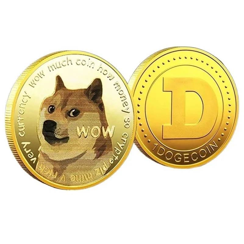 1 Piece Dogecoin Cryptocurrency 24K Gold Plated Coin Collectible &amp; Gift Commemorative Coin for Birthday Events Parties