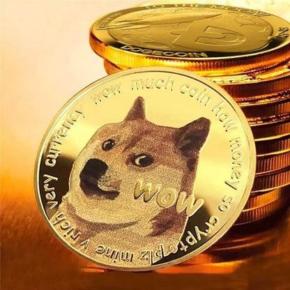 1 Piece Dogecoin Cryptocurrency 24K Gold Plated Coin Collectible &amp; Gift Commemorative Coin for Birthday Events Parties